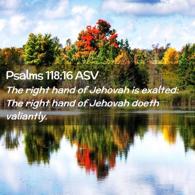 Picture 02 - Psalms 118:16 ASV - The right hand of Jehovah is exalted: The right - Bible Verse Picture