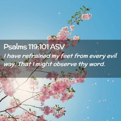 Picture 02 - Psalms 119:101 ASV - I have refrained my feet from every evil way, - Bible Verse Picture