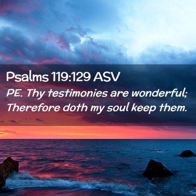 Picture 02 - Psalms 119:129 ASV - PE. Thy testimonies are wonderful; Therefore doth - Bible Verse Picture