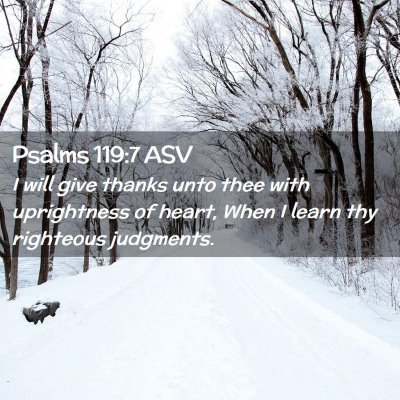 Picture 02 - Psalms 119:7 ASV - I will give thanks unto thee with uprightness of - Bible Verse Picture