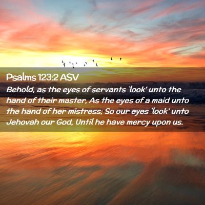 Picture 02 - Psalms 123:2 ASV - Behold, as the eyes of servants `look' unto the - Bible Verse Picture
