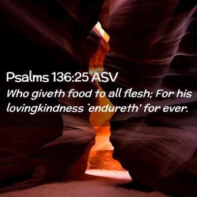 Picture 02 - Psalms 136:25 ASV - Who giveth food to all flesh; For his - Bible Verse Picture