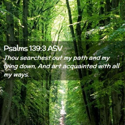 Picture 02 - Psalms 139:3 ASV - Thou searchest out my path and my lying down, And - Bible Verse Picture
