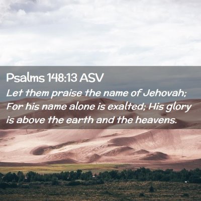 Picture 02 - Psalms 148:13 ASV - Let them praise the name of Jehovah; For his name - Bible Verse Picture