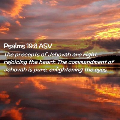 Picture 02 - Psalms 19:8 ASV - The precepts of Jehovah are right, rejoicing the - Bible Verse Picture