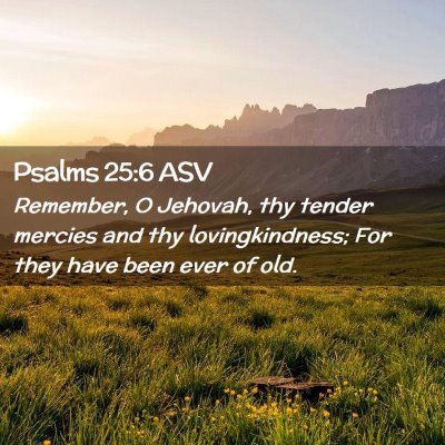 Picture 02 - Psalms 25:6 ASV - Remember, O Jehovah, thy tender mercies and thy - Bible Verse Picture