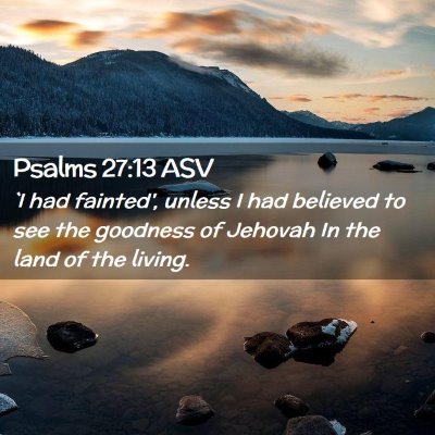 Picture 02 - Psalms 27:13 ASV - `I had fainted', unless I had believed to see the - Bible Verse Picture