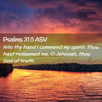 Picture 02 - Psalms 31:5 ASV - Into thy hand I commend my spirit: Thou hast - Bible Verse Picture
