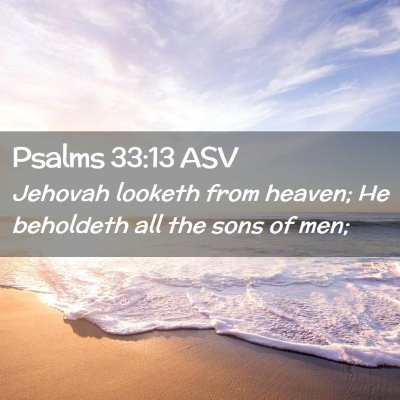 Picture 02 - Psalms 33:13 ASV - Jehovah looketh from heaven; He beholdeth all the - Bible Verse Picture