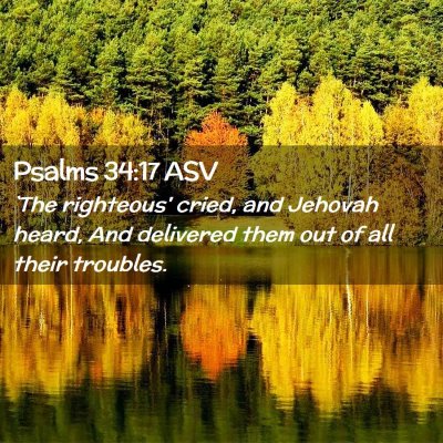 Picture 02 - Psalms 34:17 ASV - `The righteous' cried, and Jehovah heard, And - Bible Verse Picture