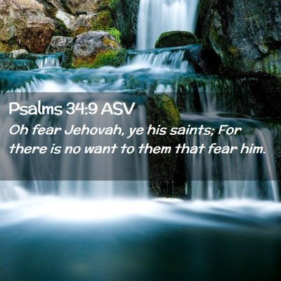 Picture 02 - Psalms 34:9 ASV - Oh fear Jehovah, ye his saints; For there is no - Bible Verse Picture