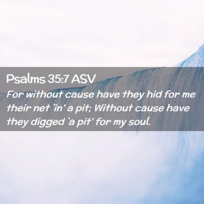 Picture 02 - Psalms 35:7 ASV - For without cause have they hid for me their net - Bible Verse Picture