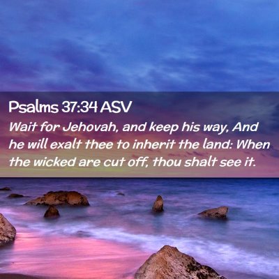 Picture 02 - Psalms 37:34 ASV - Wait for Jehovah, and keep his way, And he will - Bible Verse Picture