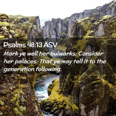 Picture 02 - Psalms 48:13 ASV - Mark ye well her bulwarks; Consider her palaces: - Bible Verse Picture