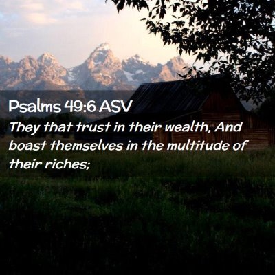 Picture 02 - Psalms 49:6 ASV - They that trust in their wealth, And boast - Bible Verse Picture