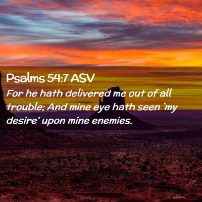 Picture 02 - Psalms 54:7 ASV - For he hath delivered me out of all trouble; And - Bible Verse Picture