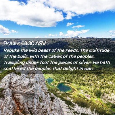 Picture 02 - Psalms 68:30 ASV - Rebuke the wild beast of the reeds, The multitude - Bible Verse Picture