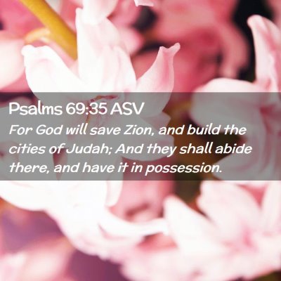 Picture 02 - Psalms 69:35 ASV - For God will save Zion, and build the cities of - Bible Verse Picture