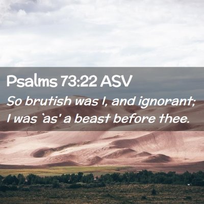 Picture 02 - Psalms 73:22 ASV - So brutish was I, and ignorant; I was `as' a - Bible Verse Picture