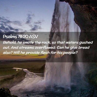 Picture 02 - Psalms 78:20 ASV - Behold, he smote the rock, so that waters gushed - Bible Verse Picture
