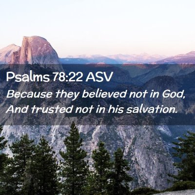 Picture 02 - Psalms 78:22 ASV - Because they believed not in God, And trusted not - Bible Verse Picture