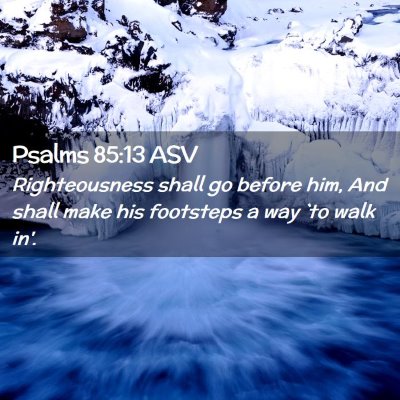 Picture 02 - Psalms 85:13 ASV - Righteousness shall go before him, And shall make - Bible Verse Picture
