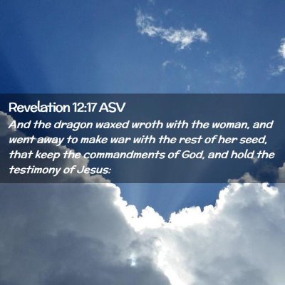 Picture 02 - Revelation 12:17 ASV - And the dragon waxed wroth with the woman, and - Bible Verse Picture