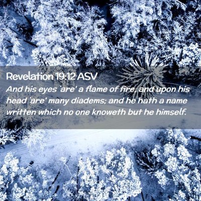 Picture 02 - Revelation 19:12 ASV - And his eyes `are' a flame of fire, and upon his - Bible Verse Picture
