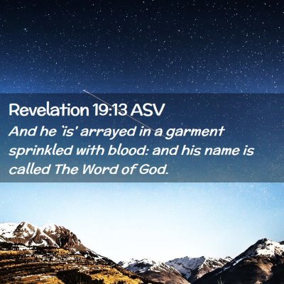 Picture 02 - Revelation 19:13 ASV - And he `is' arrayed in a garment sprinkled with - Bible Verse Picture