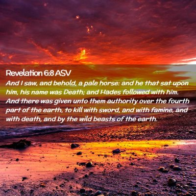 Picture 02 - Revelation 6:8 ASV - And I saw, and behold, a pale horse: and he that - Bible Verse Picture