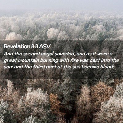 Picture 02 - Revelation 8:8 ASV - And the second angel sounded, and as it were a - Bible Verse Picture