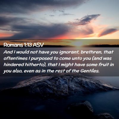 Picture 02 - Romans 1:13 ASV - And I would not have you ignorant, brethren, that - Bible Verse Picture