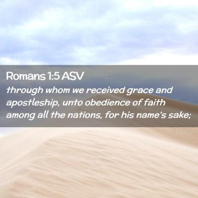 Picture 02 - Romans 1:5 ASV - through whom we received grace and apostleship, - Bible Verse Picture