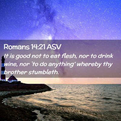 Picture 02 - Romans 14:21 ASV - It is good not to eat flesh, nor to drink wine, - Bible Verse Picture