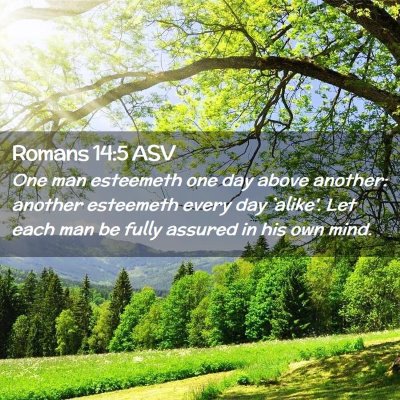 Picture 02 - Romans 14:5 ASV - One man esteemeth one day above another: another - Bible Verse Picture