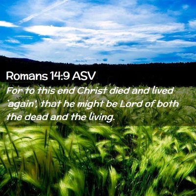 Picture 02 - Romans 14:9 ASV - For to this end Christ died and lived `again', - Bible Verse Picture