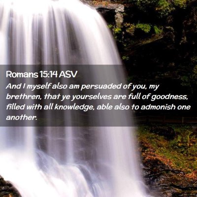 Picture 02 - Romans 15:14 ASV - And I myself also am persuaded of you, my - Bible Verse Picture