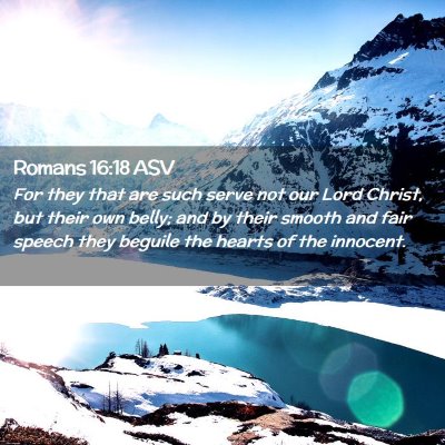 Picture 02 - Romans 16:18 ASV - For they that are such serve not our Lord Christ, - Bible Verse Picture