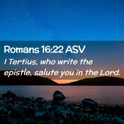 Picture 02 - Romans 16:22 ASV - I Tertius, who write the epistle, salute you in - Bible Verse Picture