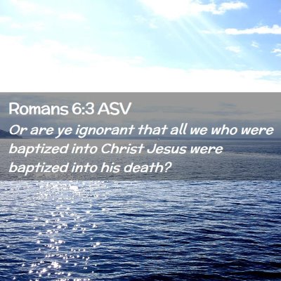 Picture 02 - Romans 6:3 ASV - Or are ye ignorant that all we who were baptized - Bible Verse Picture