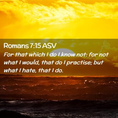 Picture 02 - Romans 7:15 ASV - For that which I do I know not: for not what I - Bible Verse Picture