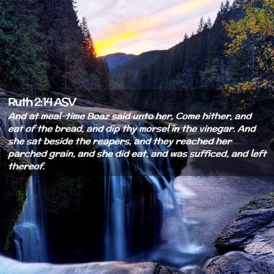 Picture 02 - Ruth 2:14 ASV - And at meal-time Boaz said unto her, Come hither, - Bible Verse Picture