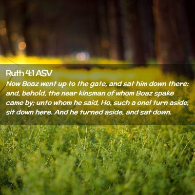 Picture 02 - Ruth 4:1 ASV - Now Boaz went up to the gate, and sat him down - Bible Verse Picture