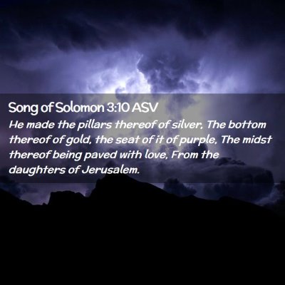 Picture 02 - Song of Solomon 3:10 ASV - He made the pillars thereof of silver, The bottom - Bible Verse Picture