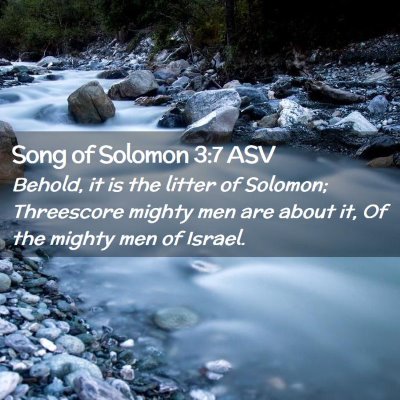 Picture 02 - Song of Solomon 3:7 ASV - Behold, it is the litter of Solomon; Threescore - Bible Verse Picture