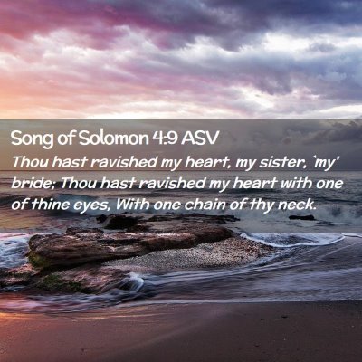 Picture 02 - Song of Solomon 4:9 ASV - Thou hast ravished my heart, my sister, `my' - Bible Verse Picture