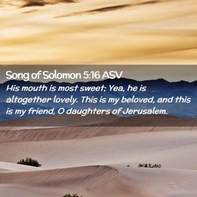 Picture 02 - Song of Solomon 5:16 ASV - His mouth is most sweet; Yea, he is altogether - Bible Verse Picture