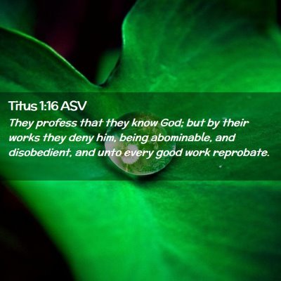 Picture 02 - Titus 1:16 ASV - They profess that they know God; but by their - Bible Verse Picture