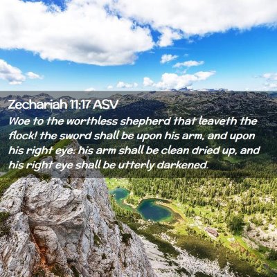 Picture 02 - Zechariah 11:17 ASV - Woe to the worthless shepherd that leaveth the - Bible Verse Picture