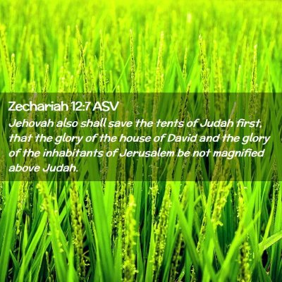 Picture 02 - Zechariah 12:7 ASV - Jehovah also shall save the tents of Judah first, - Bible Verse Picture
